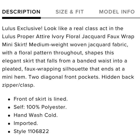 Lulus Proper Attire Ivory Floral Jacquard Faux Wrap Mini Skirt w/ Pockets! - Picture 12 of 13